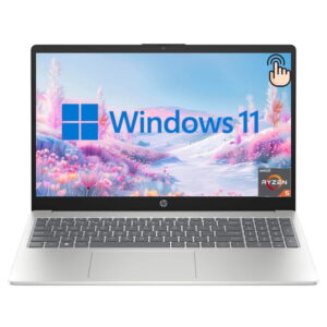 HP Touchscreen 15.6 inch HD Windows Laptop AMD Ryzen 5 7520 Processor, 8GB RAM 512GB PcIe SSD, Numeric Keypad, Natural Silver