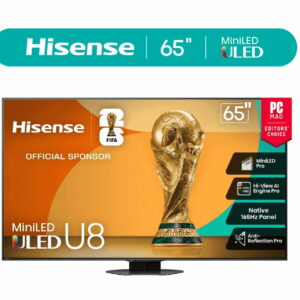 Hisense 65" Class U8 Series Mini-LED QLED 4K UHD Google Smart TV, 5000 Nits, 165Hz Game Mode Ultra, Dolby Vision IQ & Atmos