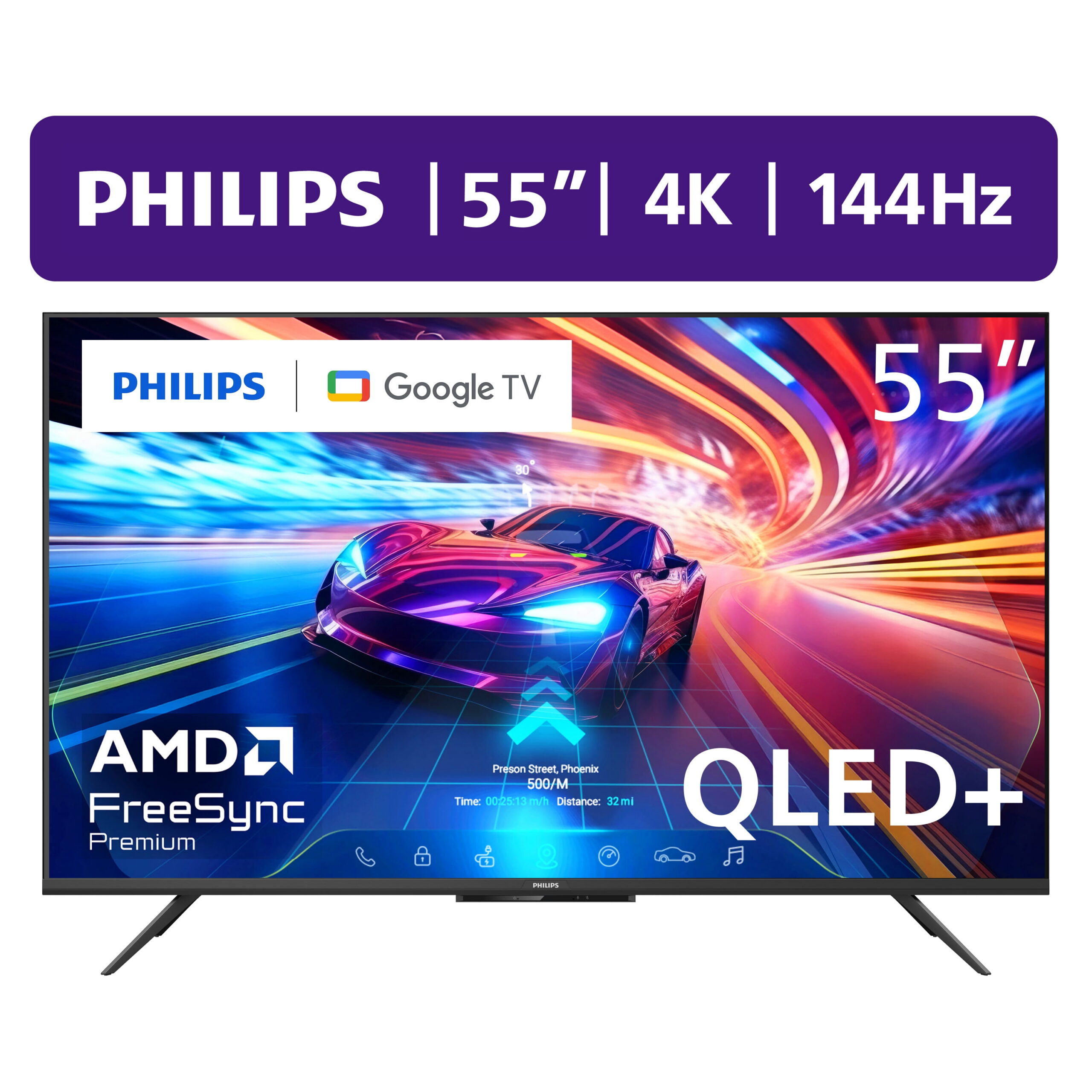 Philips 55" Class 144Hz QLED+ 4K UltraHD (2160p) Google + Gaming Smart TV (55PUG7675/F7)