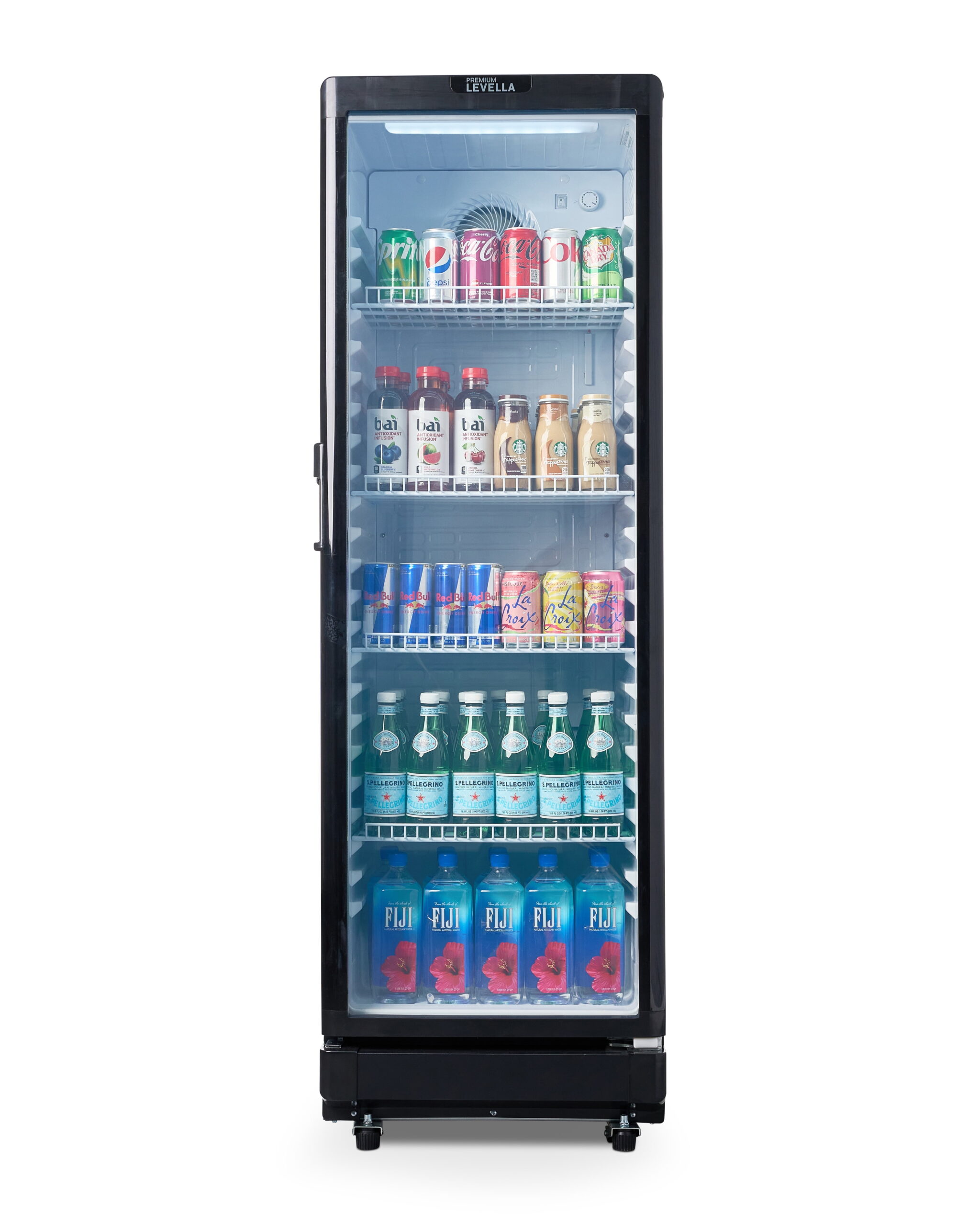 Premium Levella 10.0 cu ft Single Door Glass Display Refrigerator, Black