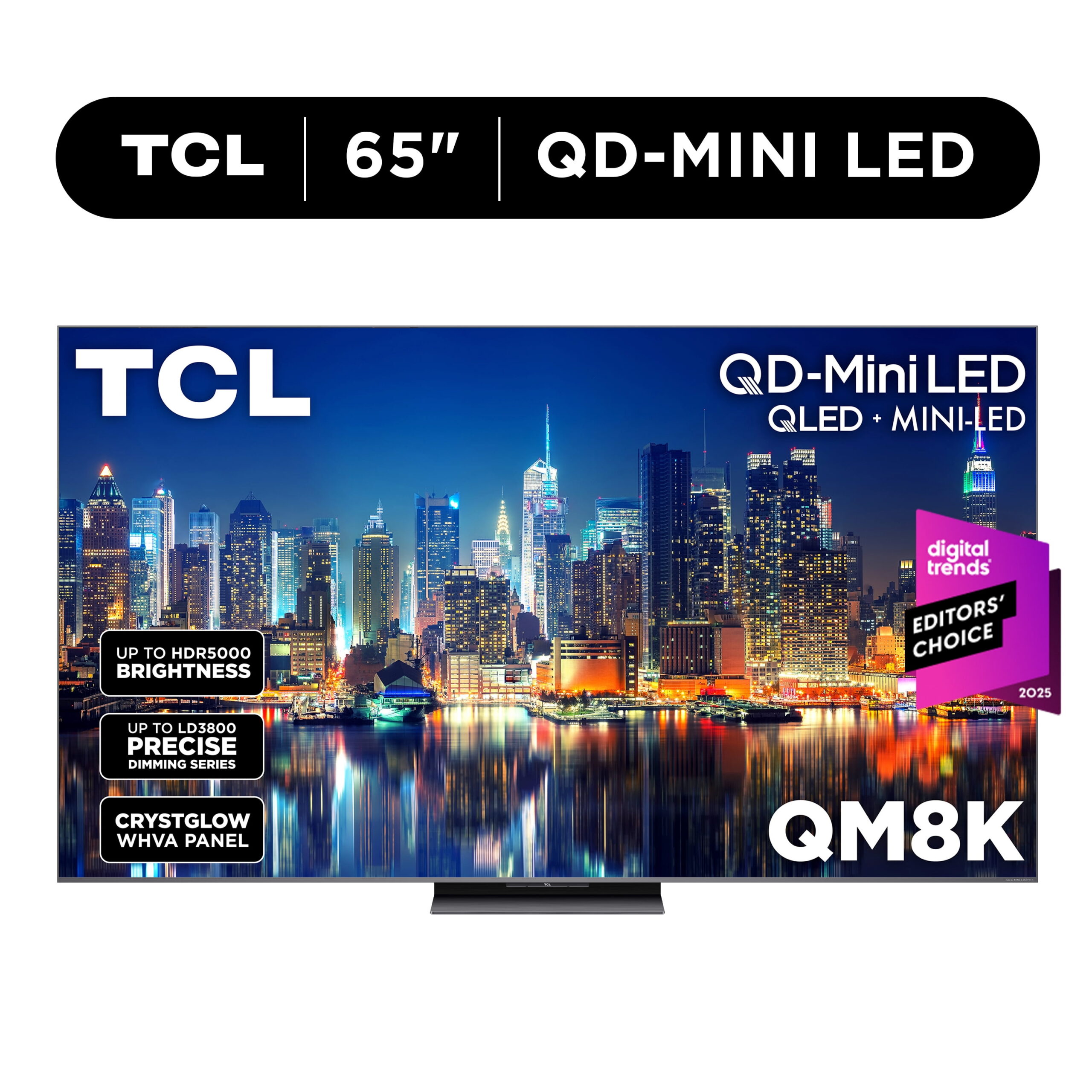 TCL 65" Class QM8K Series QD-Mini LED QLED 4K UHD Smart Google TV (NEW, 2025) - 144Hz, Local Dimming, CrystGlow WHVA Panel - 65QM8K