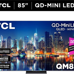 TCL 85" Class QM8K Series QD-Mini LED QLED 4K UHD Smart Google TV (NEW, 2025) - 144Hz, Local Dimming, CrystGlow WHVA Panel - 85QM8K