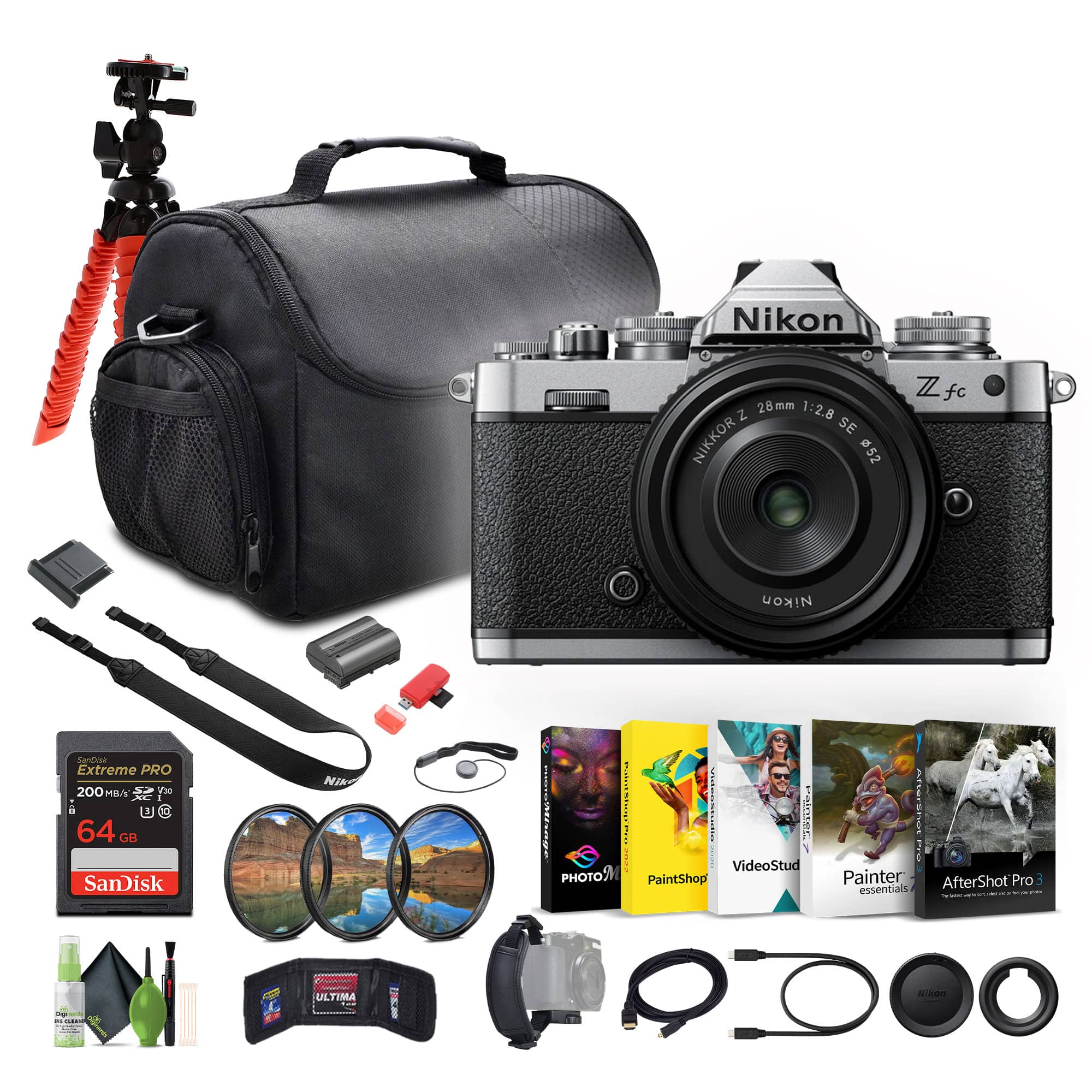 Nikon - Z fc Mirrorless Digital Camera New + Z 28mm f/2.8 Bundle With Vlogging Tripod - Black