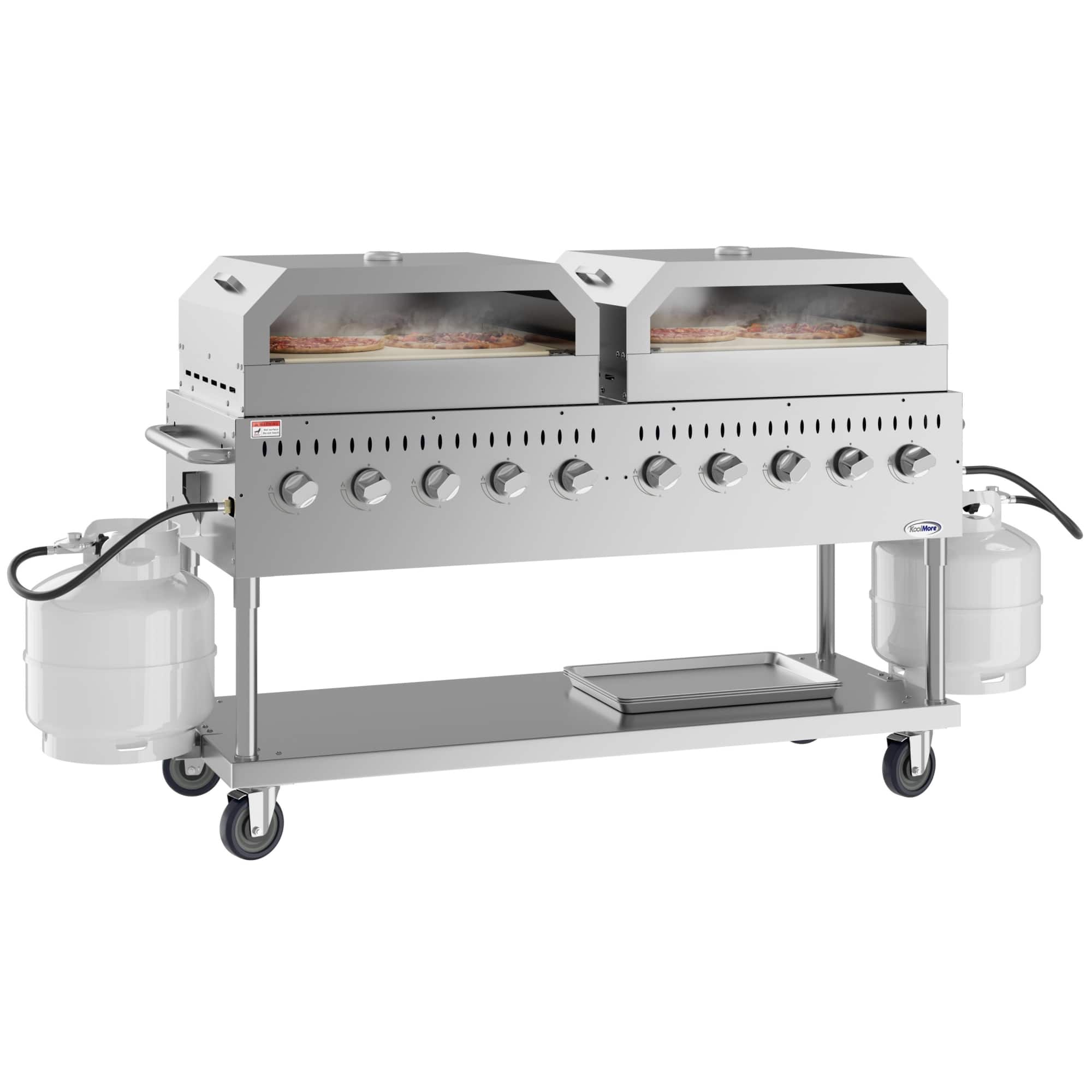 Koolmore - 72 in. Commercial Outdoor Propane Gas Grill with Two 36 in. Pizza Ovens in Stainless-Steel, ETL Listed (CGKIT7-P36P36) - Stainless Steel - Image 2
