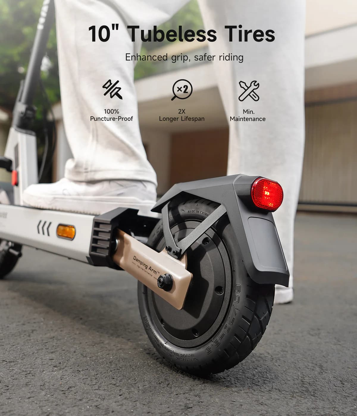 NAVEE - G5 Electric Scooter, 28 mi Max Range, 20 MPH Max Speed, Front Fork & Rear Arm Suspension, 10" Tires - Gray - Image 5