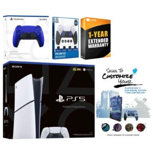 Playstation 5 Slim Digital with Extra Controller, FPS Grip Kit and MightySkins Decal Voucher + 1 Year - PlayStation 5