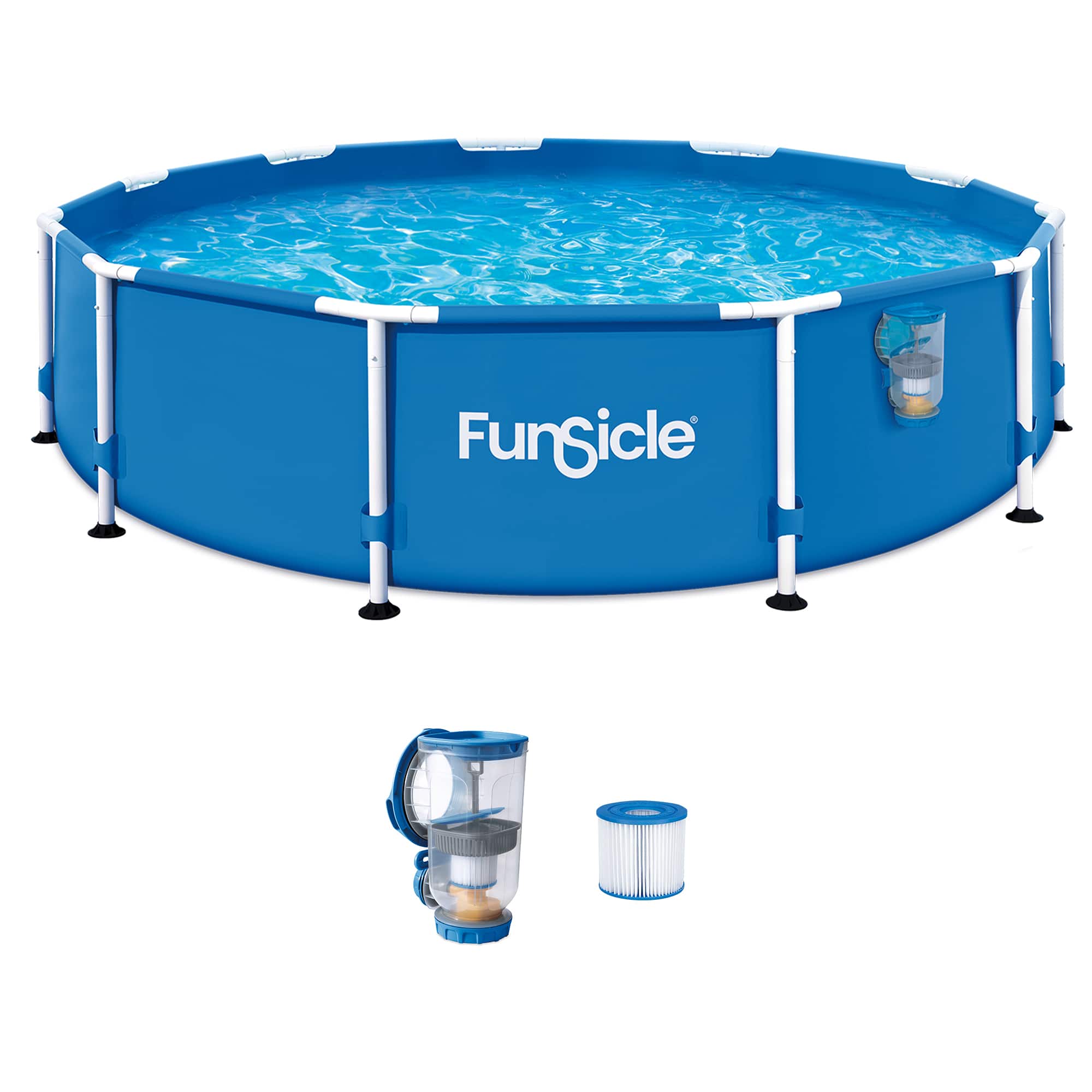Funsicle - 12' x 30" Outdoor Activity Round Frame Above Ground Swimming Pool Set - Blue