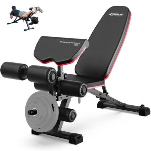 HARISON - Adjustable Home Gym Weight Bench with Leg Extension & Preacher Pad, Not Included Weights (BB609 - Black