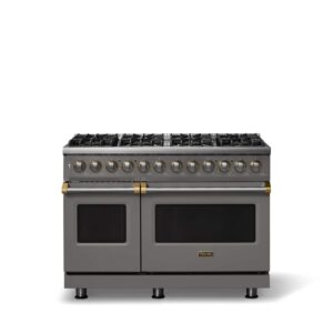 Viking - Pro 5 Series 7.3Cu. Ft. Freestanding Sealed 8 Burner DF Convection Range/Griddle - Damascus Gray w. Brushed Brass Trim - Damascus Gray