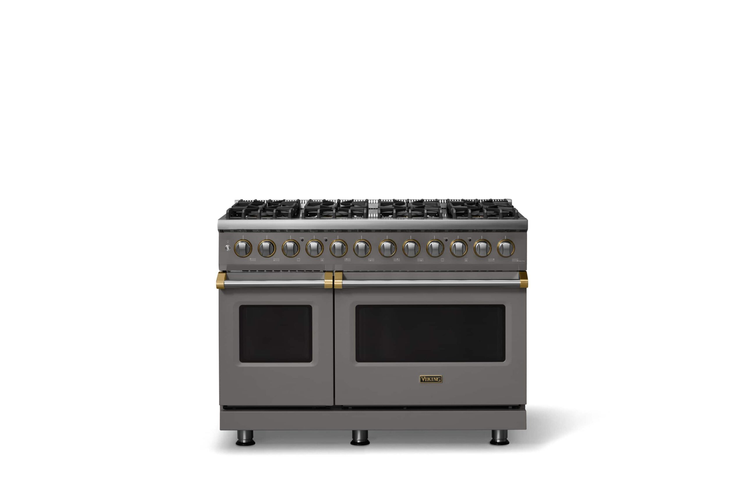 Viking - Pro 5 Series 7.3Cu. Ft. Freestanding Sealed 8 Burner LP DF Convection Range/Grdl - Damascus Gray w. Brushed Brass Trim - Damascus Gray