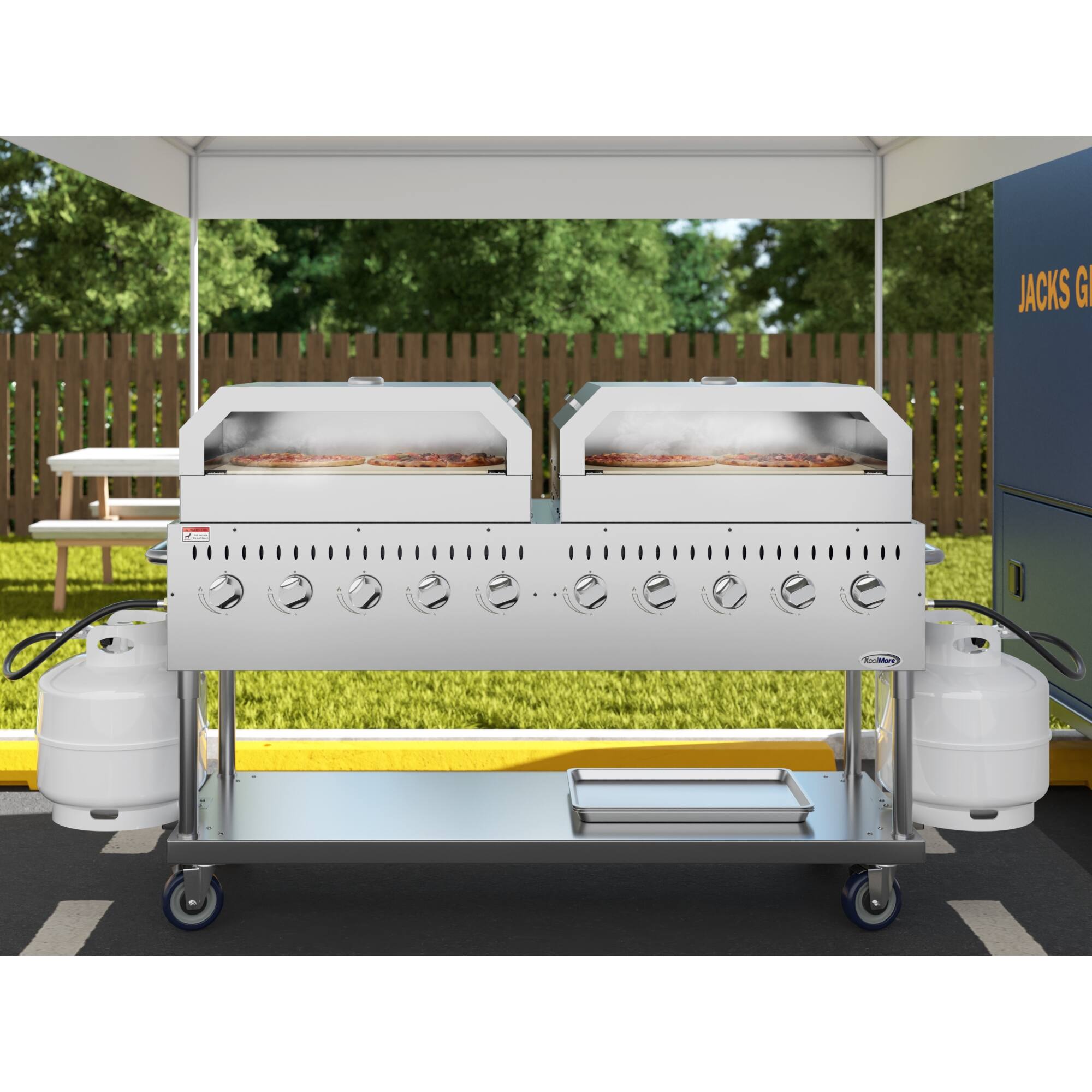 Koolmore - 72 in. Commercial Outdoor Propane Gas Grill with Two 36 in. Pizza Ovens in Stainless-Steel, ETL Listed (CGKIT7-P36P36) - Stainless Steel - Image 4