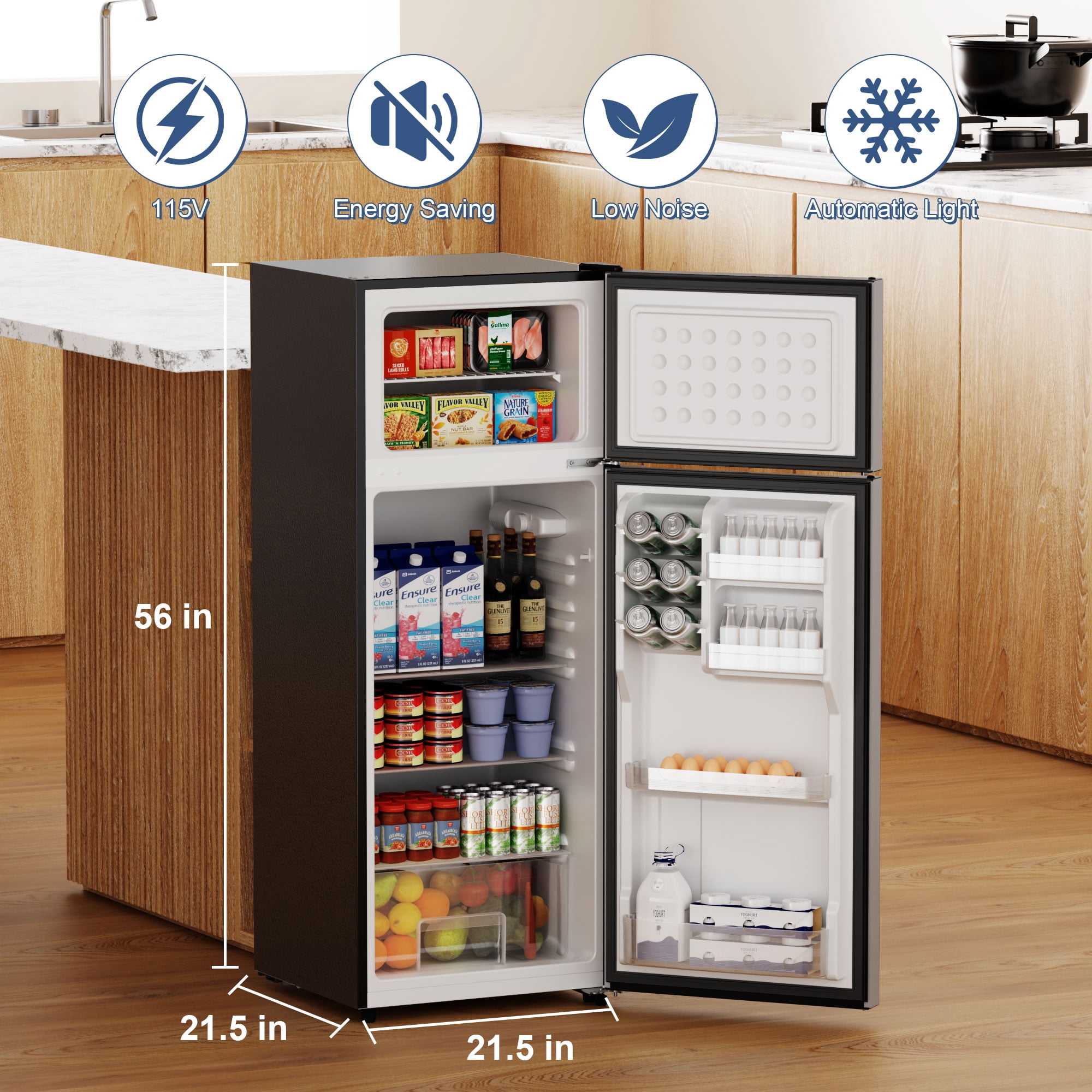 BANGSON 7.7 Cu.ft Top Freezer Refrigerator for Apartments, Energy Saving, Adjustable Thermostat, Large Capacity, Low Noise, Silver - Image 2