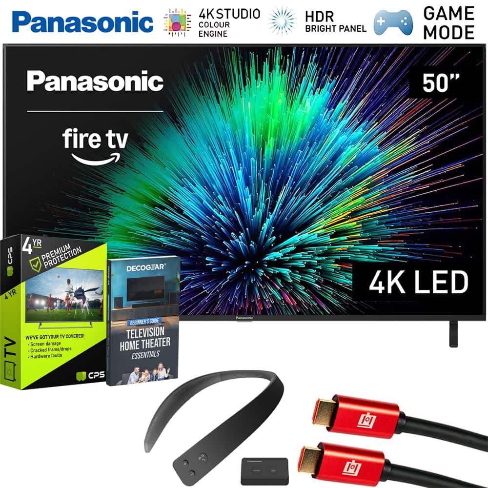 Panasonic - 50" W70 Series LED 4K UHD Smart Fire TV (2025) with 4 Year Extended Protection Plan + WN10 Neck Speaker Bundle