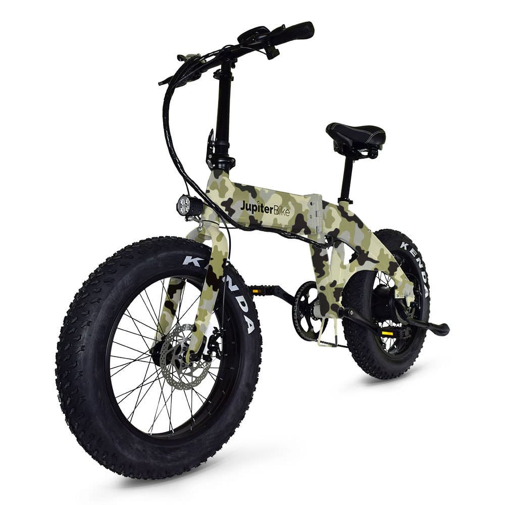 Jupiter Bikes - Defiant All Terrain Fat Tire Folding eBIKE with 750W Motor, 40+ Mile Max Range - US Service/Support - Green Camo