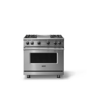 Viking - 5.1 Cu. Ft. 36"W Freestanding Gas Sealed 4 Burner Range with Griddle - Stainless Steel - Stainless Steel