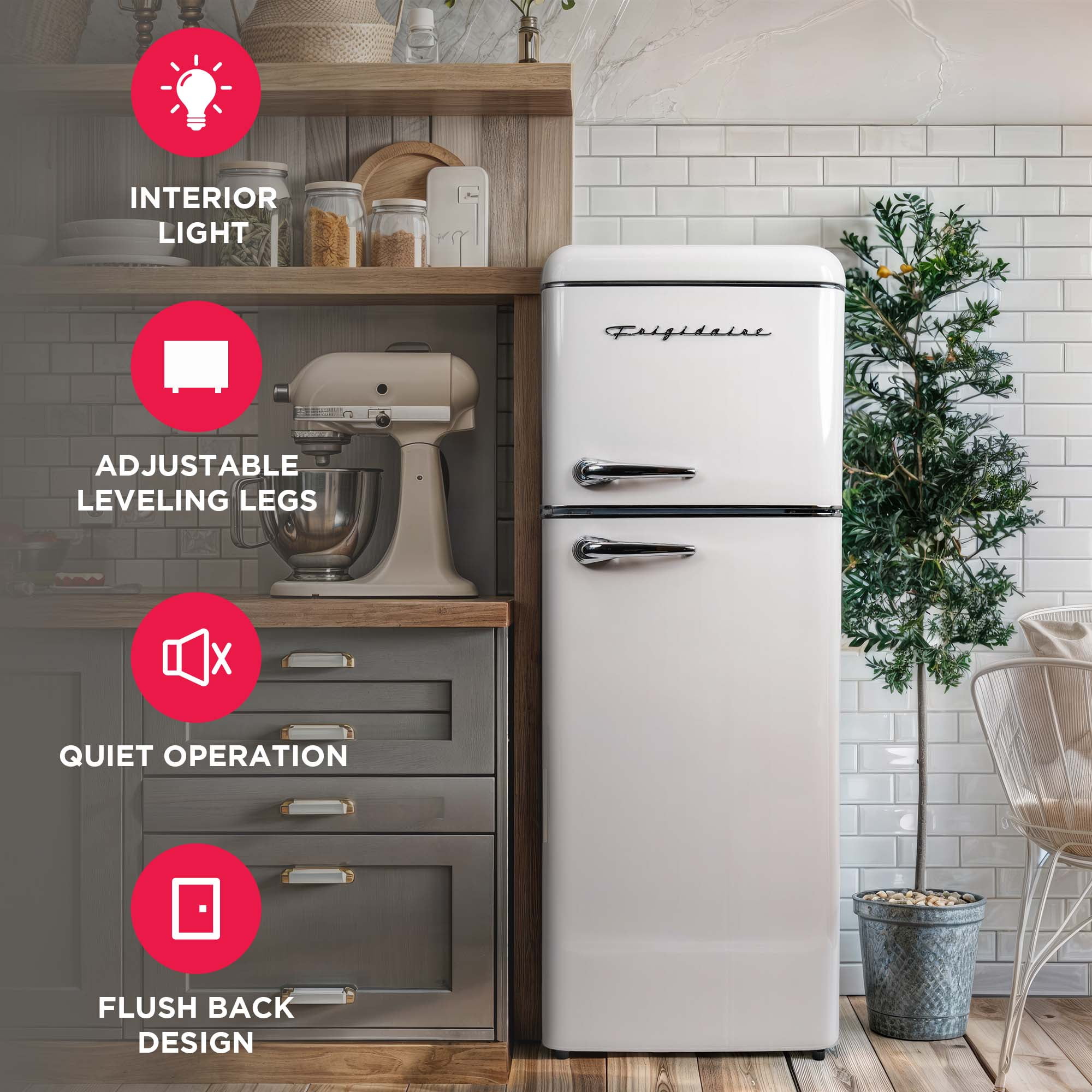 Frigidaire 7.5 Cu. ft. Retro Refrigerator, Apartment Size Top Mount Fridge with Chrome Handles, Cream EFR756 - Image 5