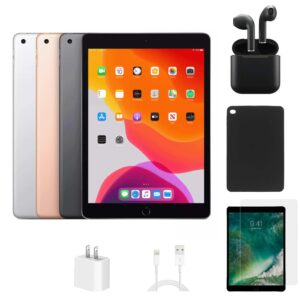 Apple - Refurbished Excellent - iPad 7th Gen A2197 (WiFi) 32GB w/ Case, Wireless Earbuds,Tempered Glass Screen Protector - Space Gray