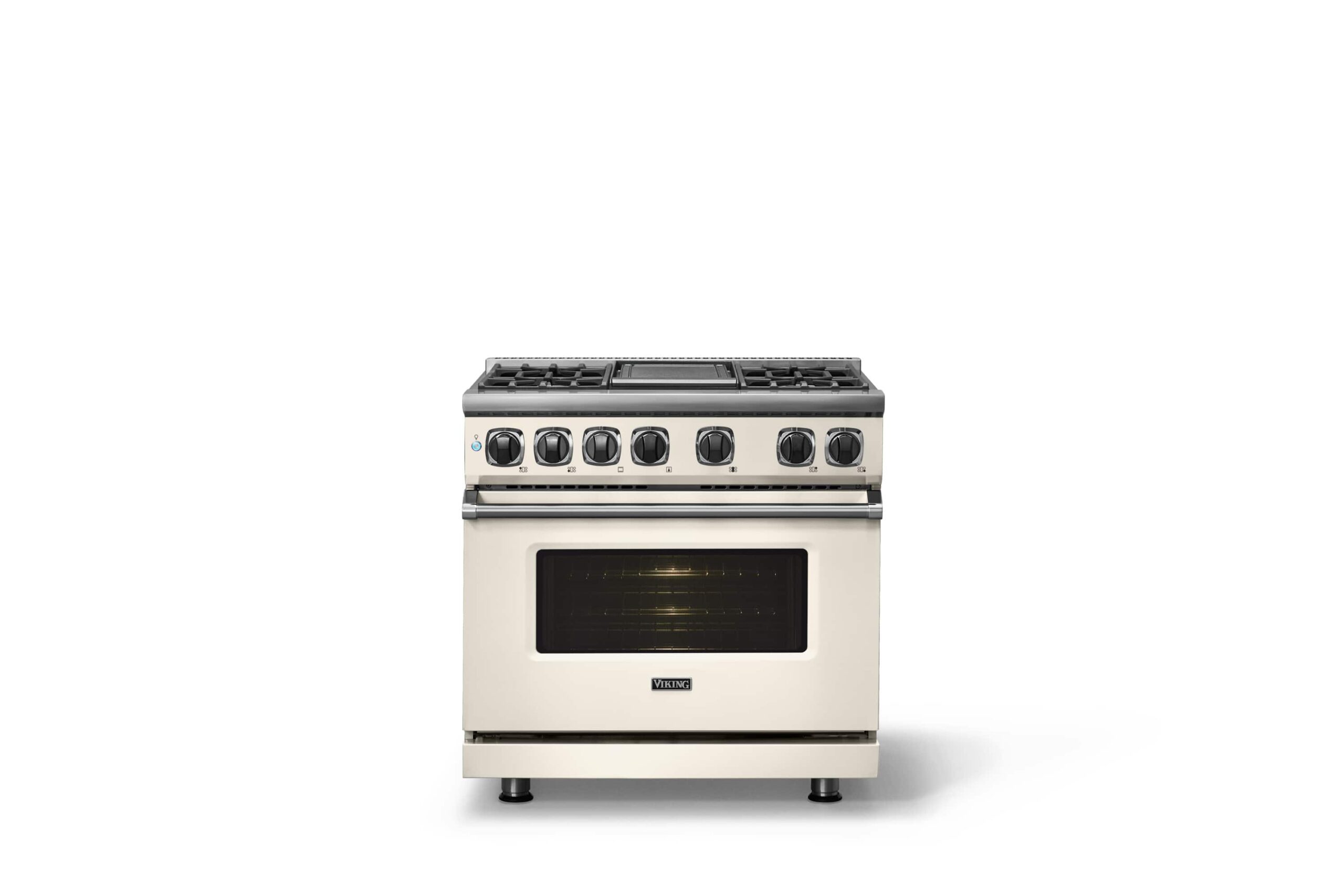 Viking - 36"W. 5.6 Cu. Ft. 7S Self-Clean LP Dual Fuel Range-Pure White - Pure White - Image 4