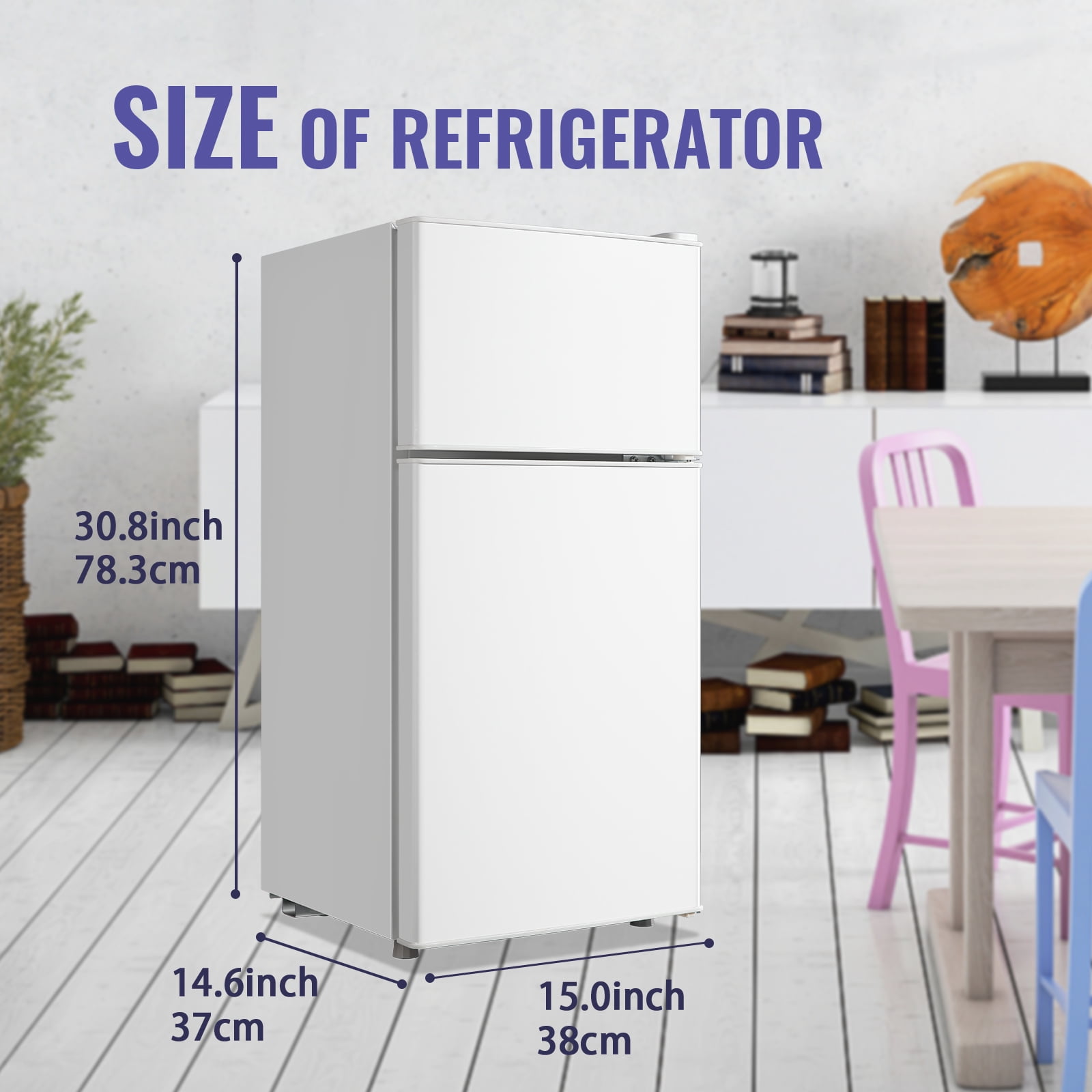 DEMULLER 2.4 Cu.ft Refrigerator with Freezer One Person Mini Refrigerator Plastic Shelves White New - Image 4