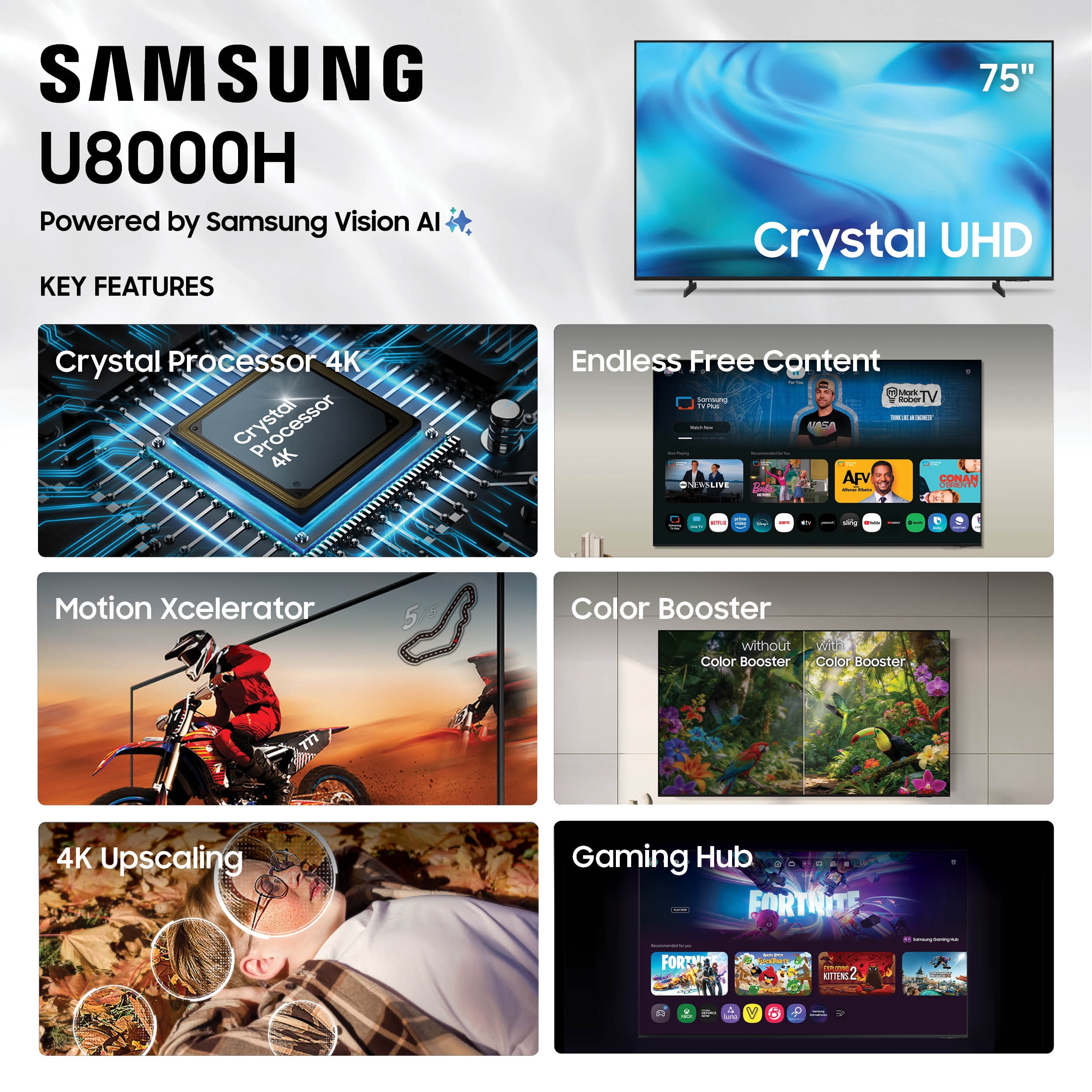 Samsung 75” Class U8000H Series Crystal UHD 4K UHD Samsung Vision AI Companion Smart Tizen TV 2026 - UN75U8000HFXZA - Image 2
