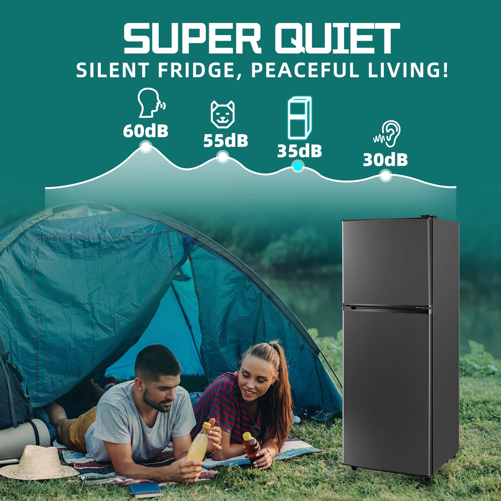 JIEJIA 5.0 Cu.Ft Apartment Size Refrigerators with Separate Freezer, 2 Door Refrigerator, Small Fridge with Freezer, Gray - Image 4