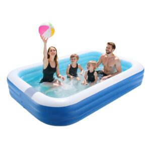 VEVOR - Inflatable Pool, 118 x 67 x 20 inch Large Blow-Up Swimming Pool, Family-Sized Pool with Repair Patches - Blue+White