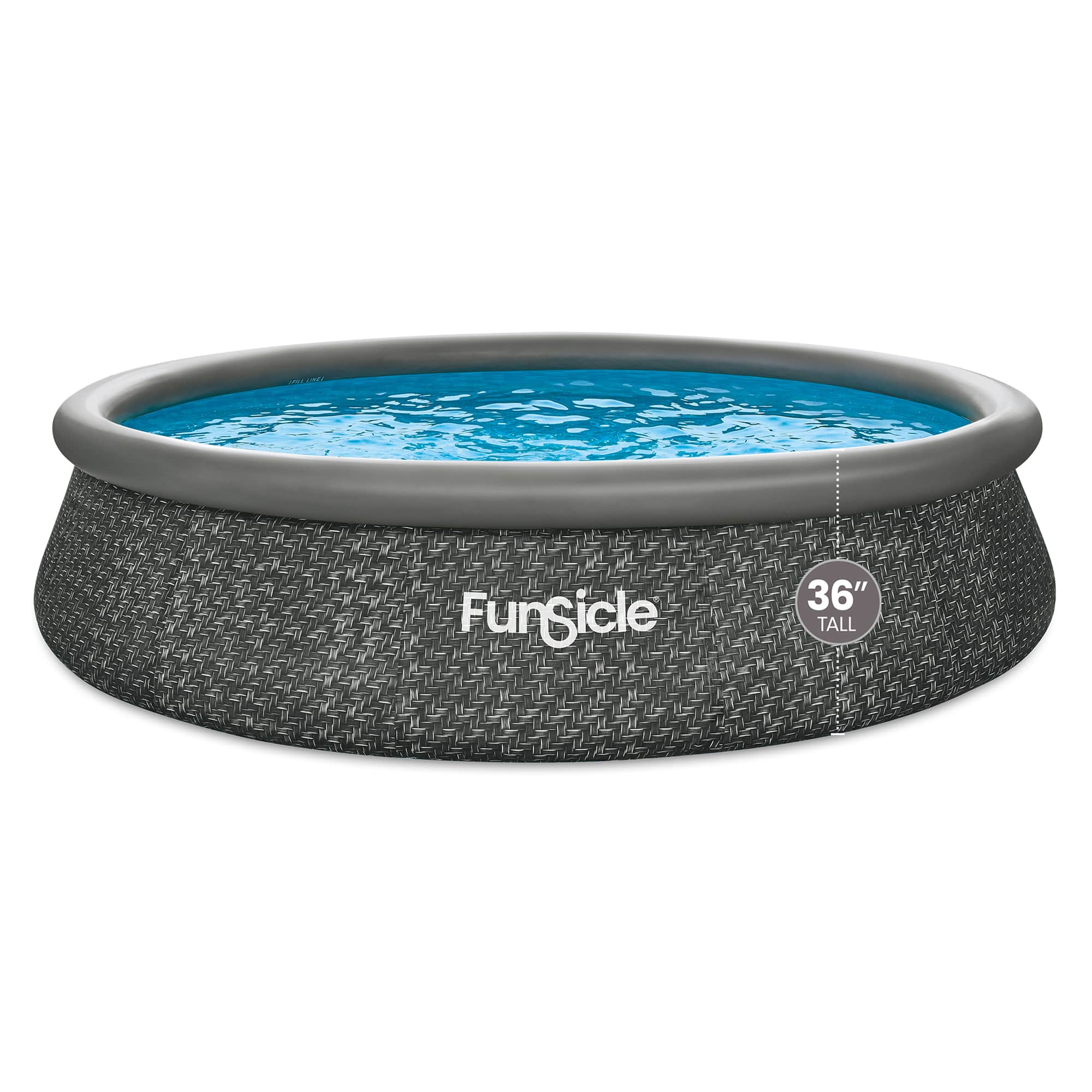 Funsicle - 14' x 36" QuickSet Ring Top Above Ground Swimming Pool Dark Herringbone - Brown