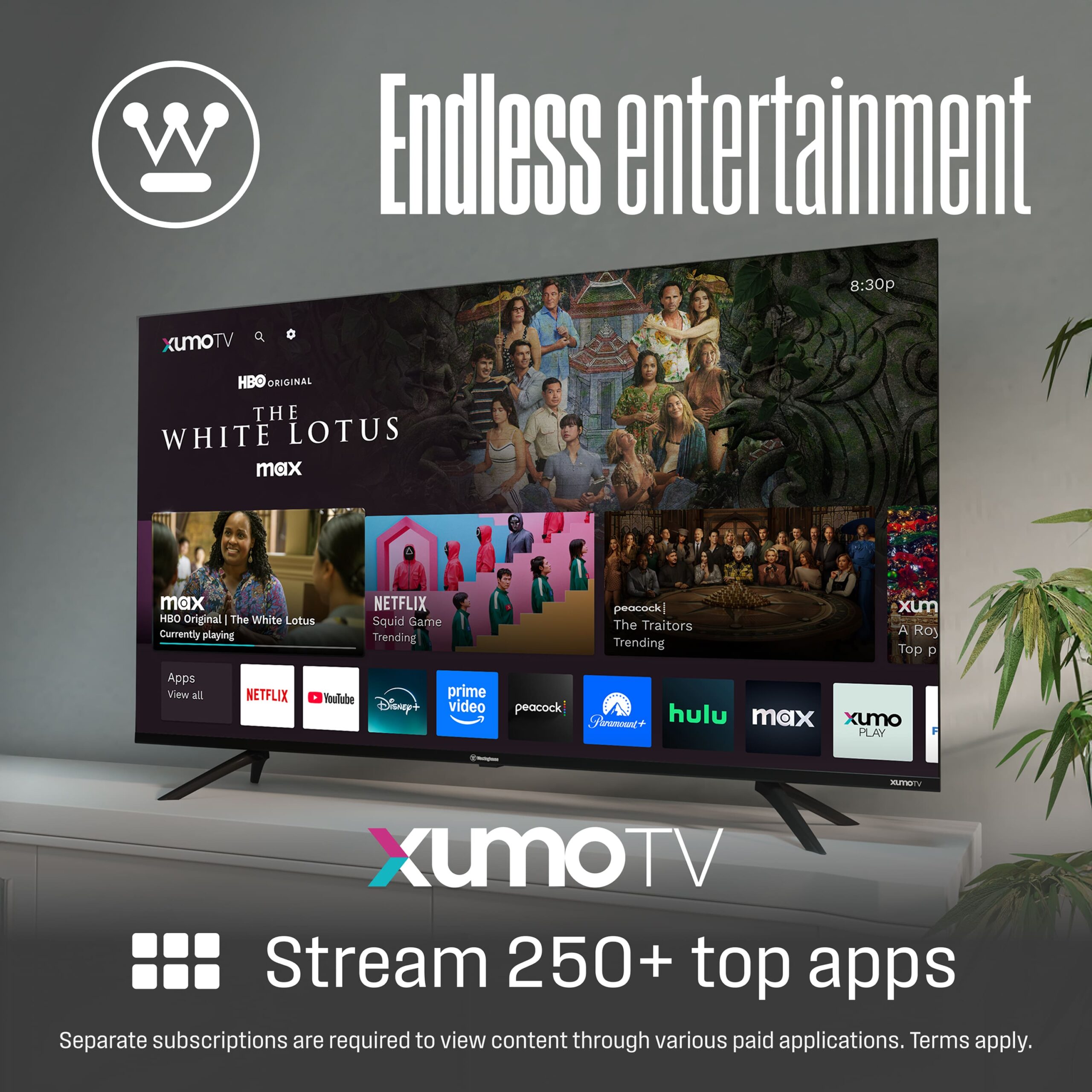 Westinghouse - 50" Smart 4K XUMO UHD TV, HDR10, Dolby Vision & Atmos, Edgeless Flat LED, Bluetooth, Wi-Fi, Apple AirPlay - Image 4