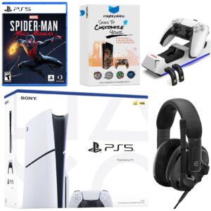 PlayStation 5 Slim Disc Bundle with Spider-Man: Miles Morales, EPOS Headset, Charging Dock and MightySkins Code - PlayStation 5
