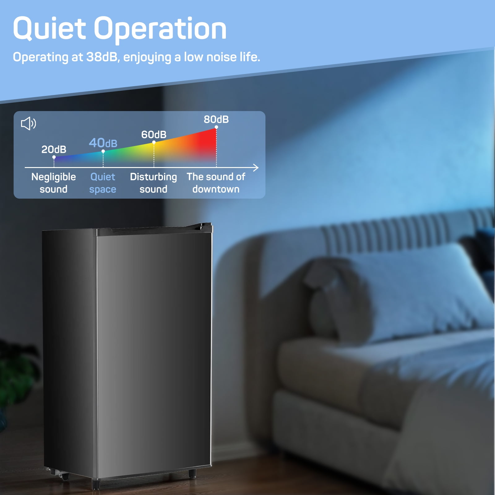 Bigleap Mini Fridge for Bedroom 3.2 Cu.Ft Small Refrigerator with Freezer for Dorm Office,Black - Image 3