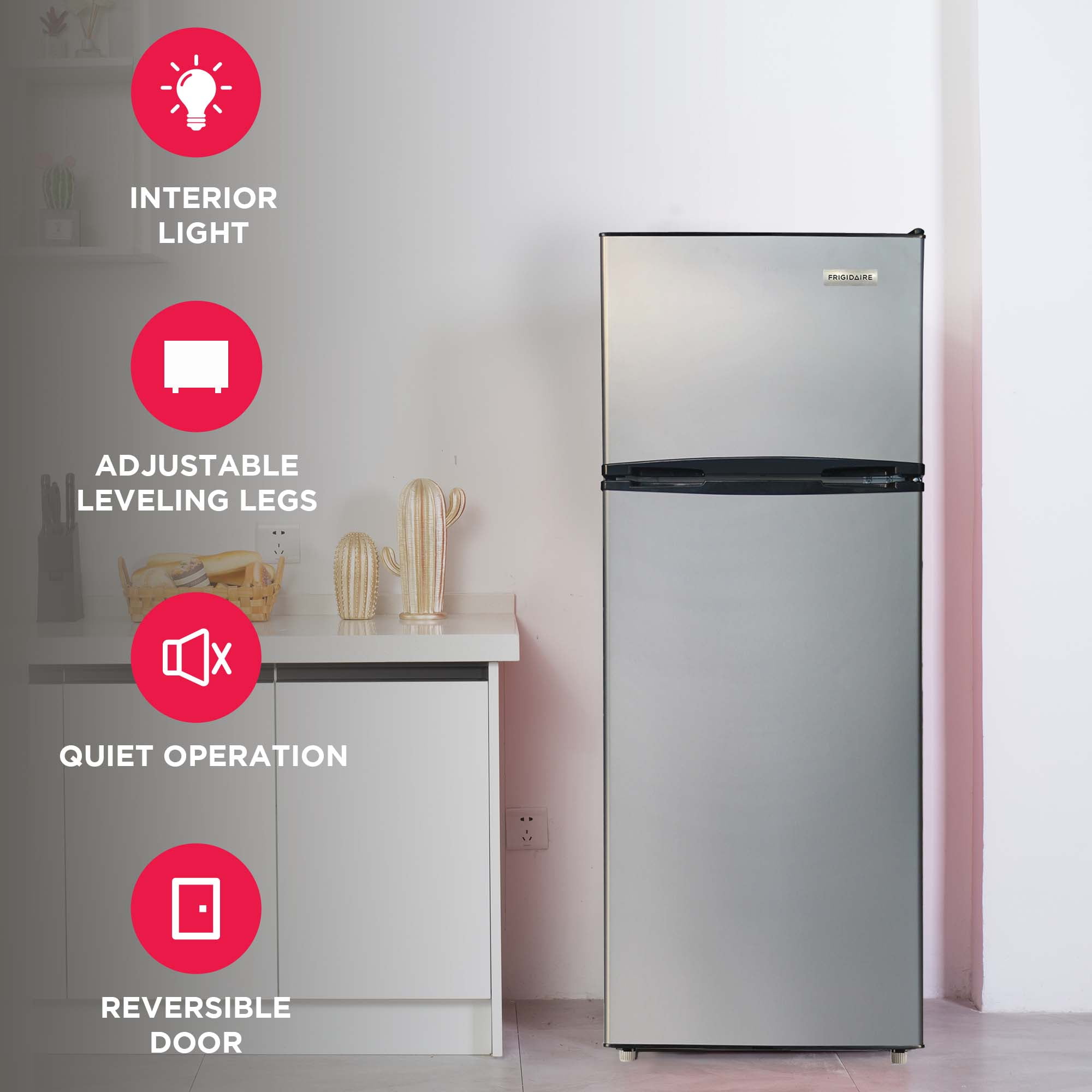Frigidaire 7.5 Cu Ft Refrigerator, Stainless Steel Look Platinum Series Top Mount Fridge for Apartment, Kitchen, Office, Garage - Image 3