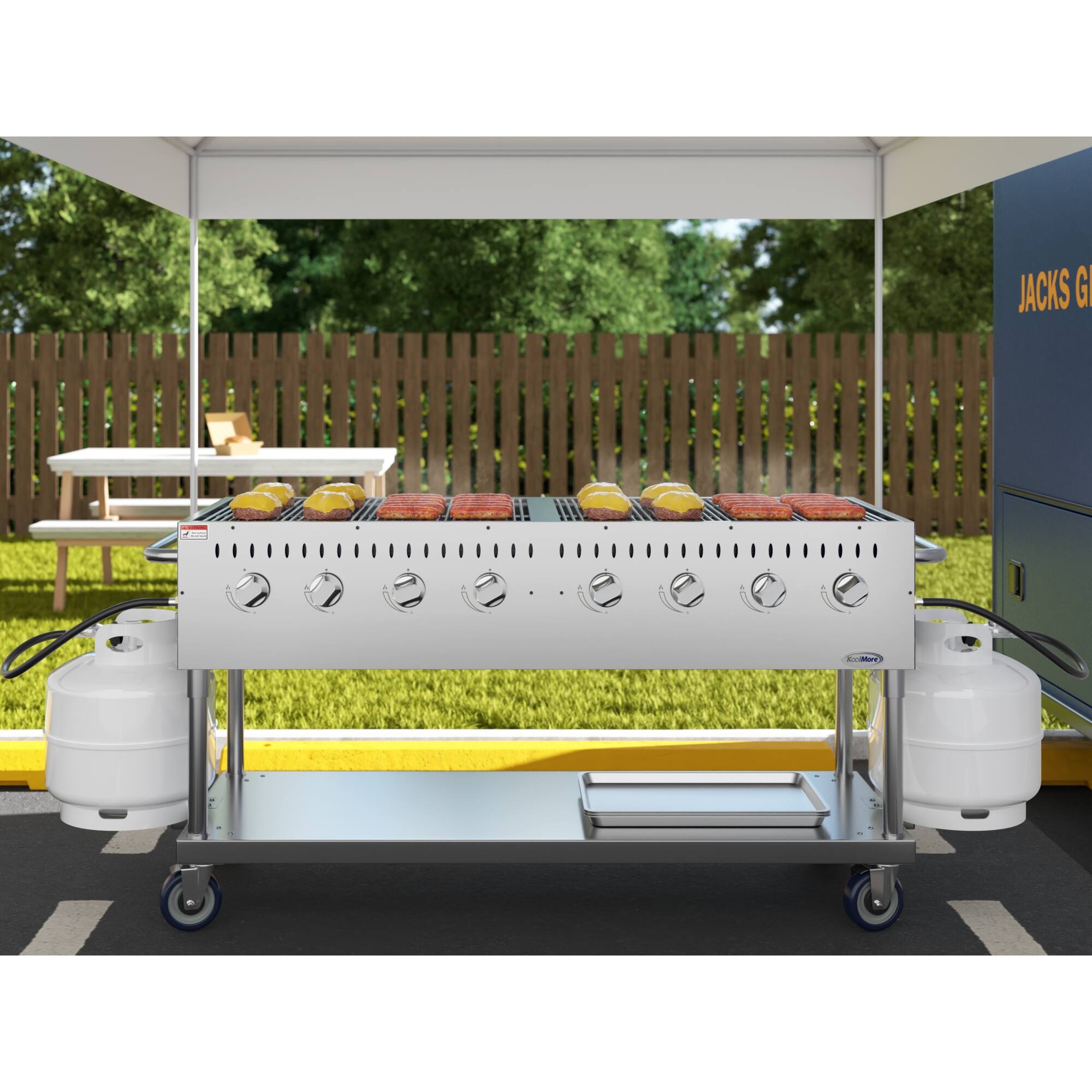 Koolmore - 60 in. Commercial Mobile Outdoor Propane Gas Grill, ETL Listed in Stainless-Steel (KM-CGM-60) - Stainless Steel - Image 4