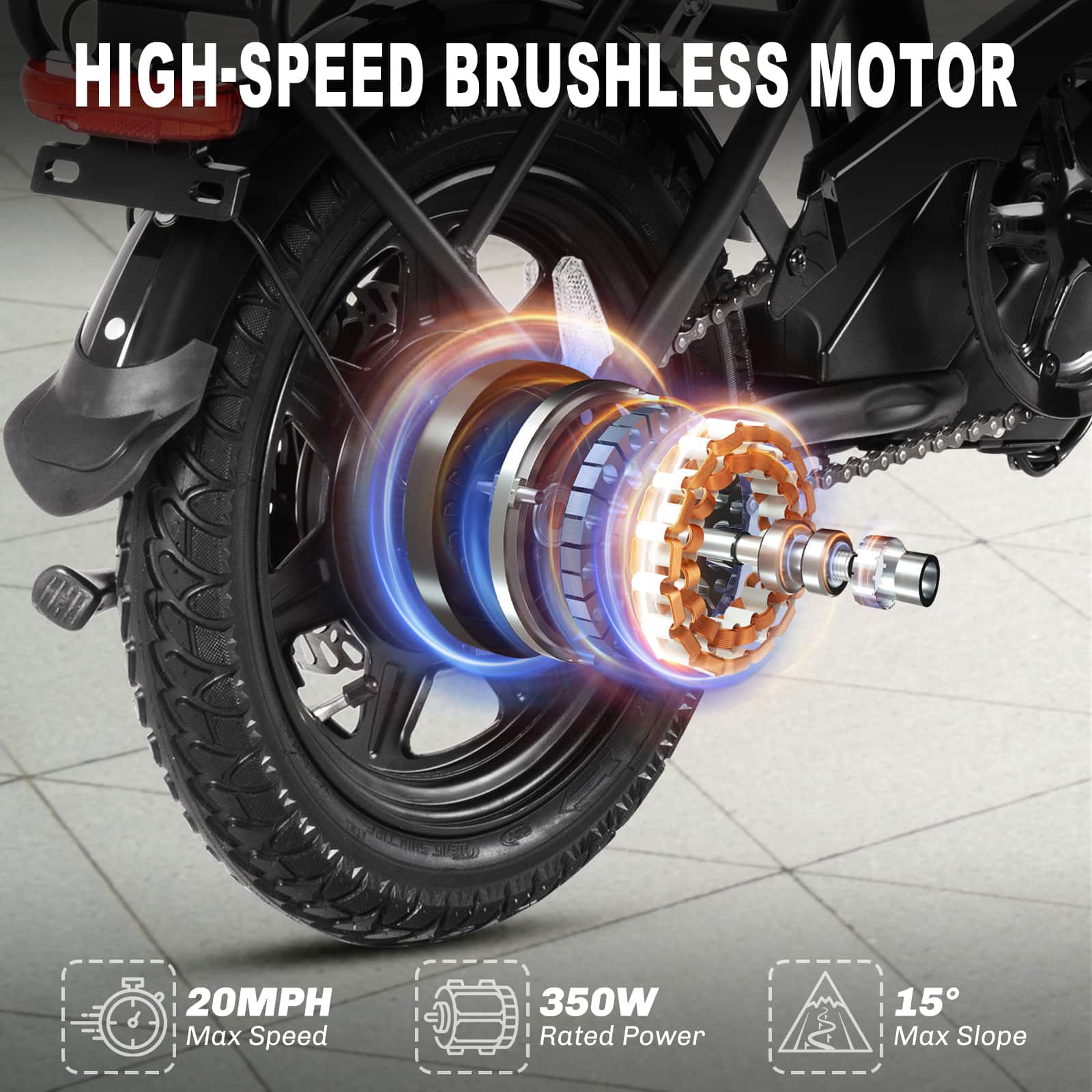 Blutron - EB350F Foldable Ebike 40 mile Max Range and 20MPH Max Speed - one size - Black - Image 2