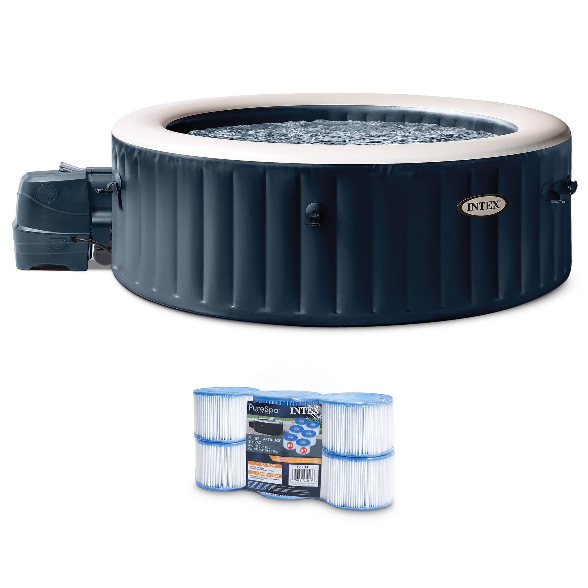 Intex - PureSpa Plus Portable Inflatable Spa & Type S1 Filter Cartridges (6 Pack) - Blue