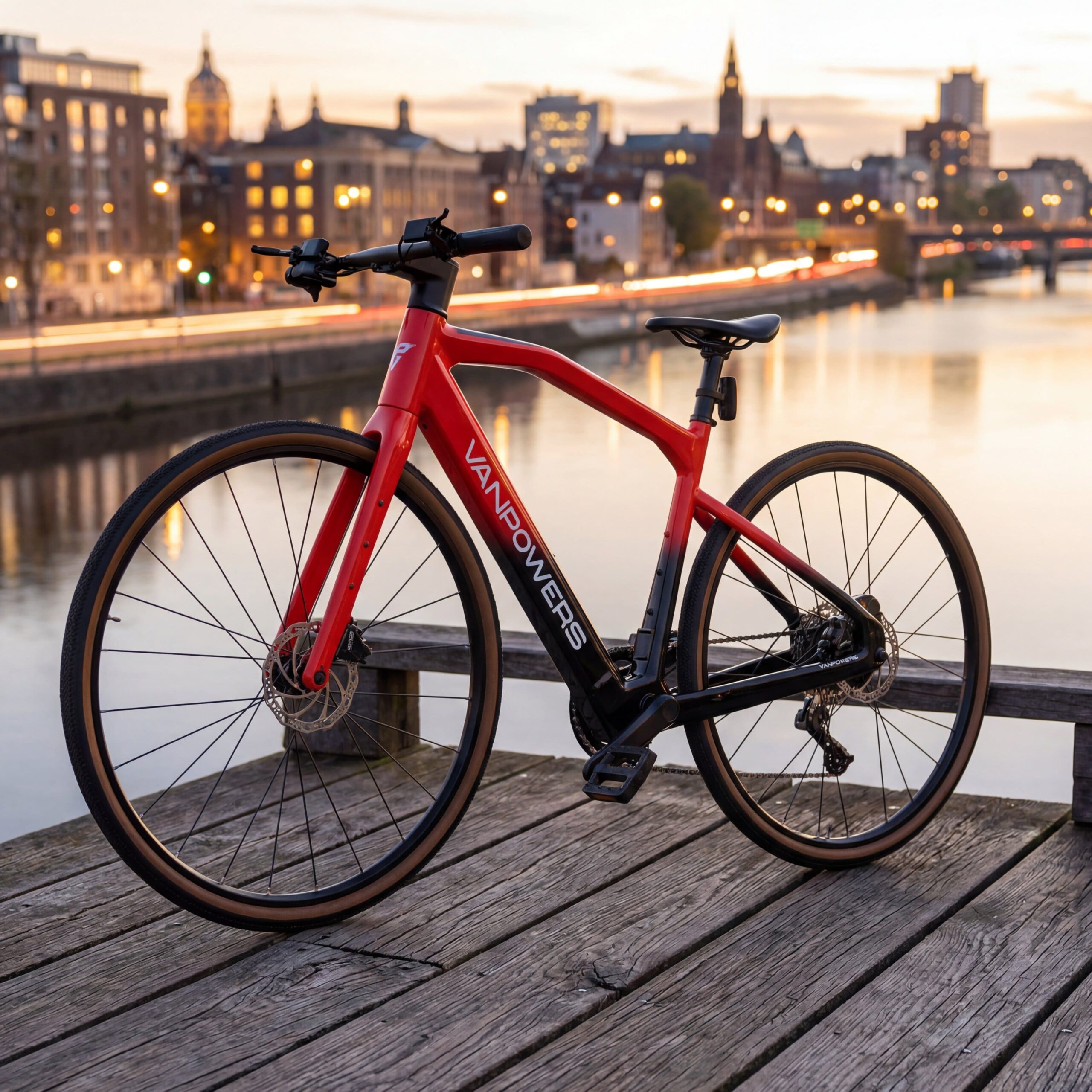 Vanpowers - UrbanCross Pro Lightweight 350W Hub-Motor Gravel E-Bike - Lava Red and Coke Black - Image 5