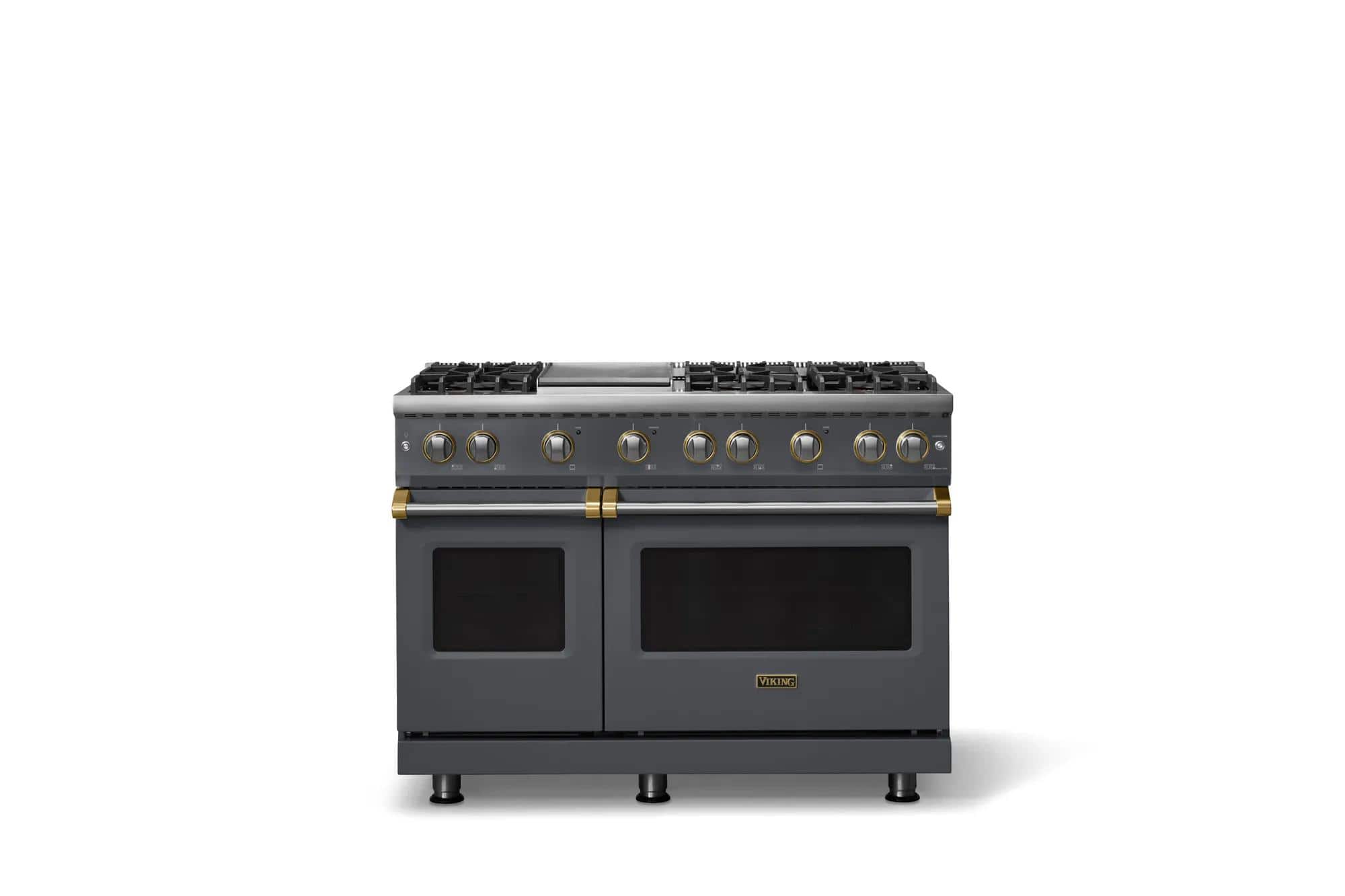 Viking - 48 in. Wide 6 Burner Pro 5 Series 6.1 Cu. Ft. Freestanding Sealed Burner LP Gas Convection Range with Brushed Brass - Cast Black