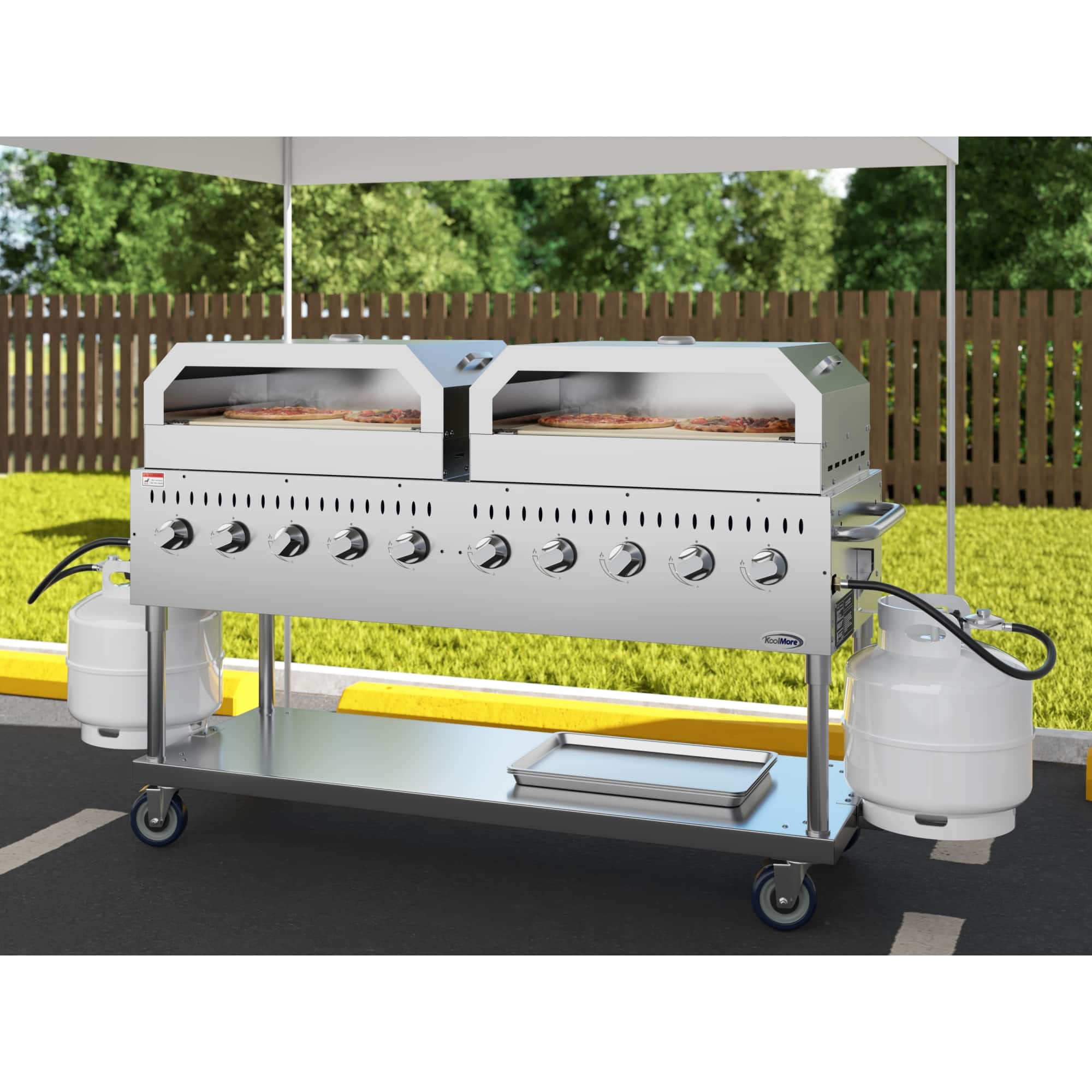 Koolmore - 72 in. Commercial Outdoor Propane Gas Grill with Two 36 in. Pizza Ovens in Stainless-Steel, ETL Listed (CGKIT7-P36P36) - Stainless Steel - Image 5
