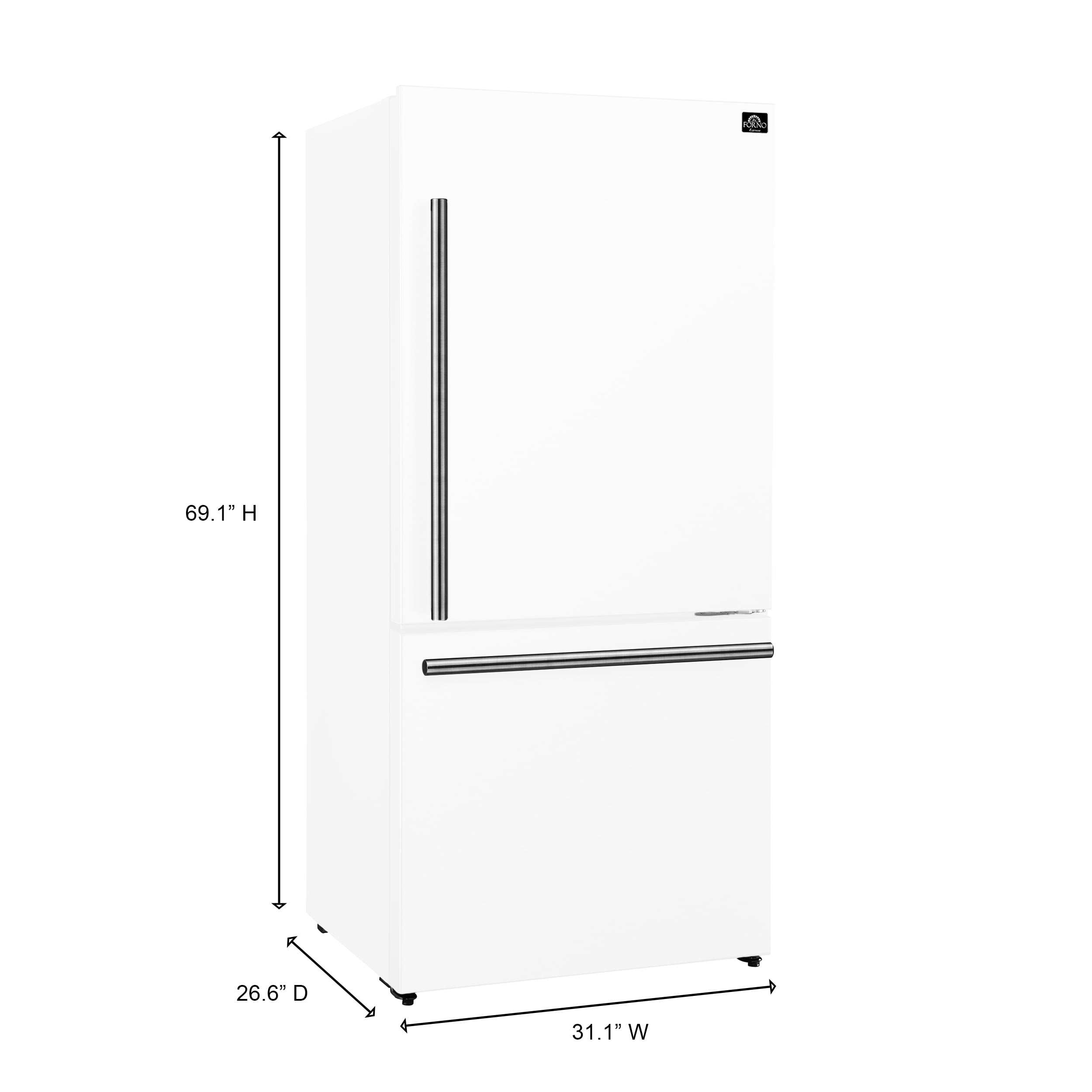 Forno FFFFD178531W 17.2 Cu. Ft. White Counter-Depth Bottom-Freezer Refrigerator - Image 3