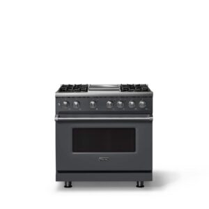 Viking - Pro 5 Series 5.6 Cu. Ft. Freestanding Sealed 4 Burner LP Dual Fuel Convection Range/Griddle - Cast Black - Cast Black