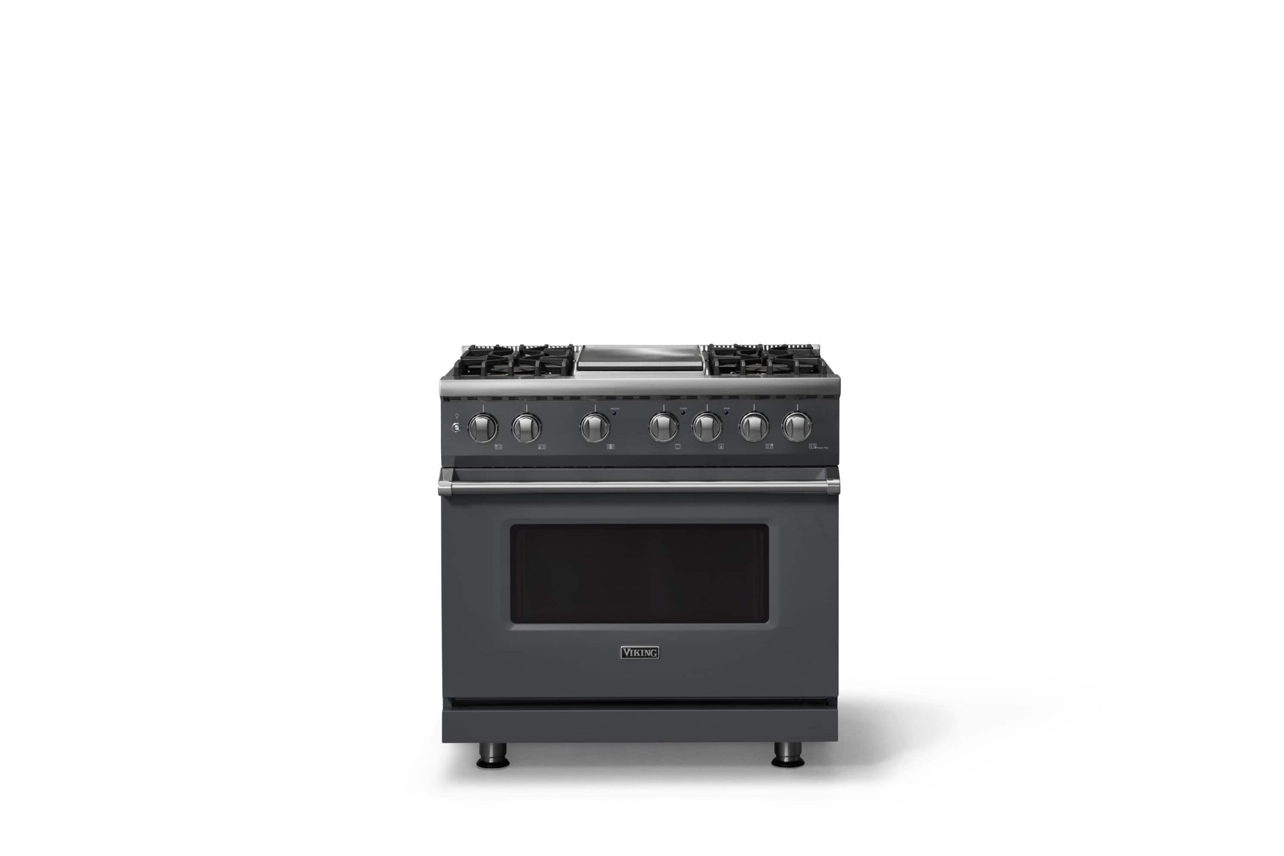 Viking - Pro 5 Series 5.6 Cu. Ft. Freestanding Sealed 4 Burner Dual Fuel Convection Range/Griddle - Cast Black - Cast Black