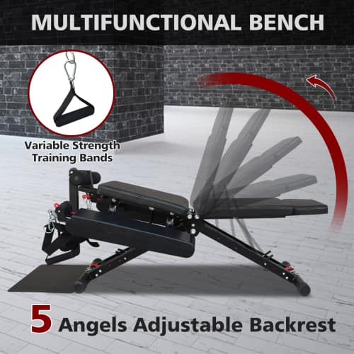 MOOSOO - Adjustable Strength Training Bench for Full Body Workout, Weight Bench with Fast Folding for Home Gym - Black - Image 4