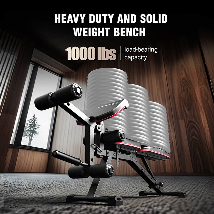 HARISON - Adjustable Home Gym Weight Bench with Leg Extension & Preacher Pad, Not Included Weights (BB609 - Black - Image 4