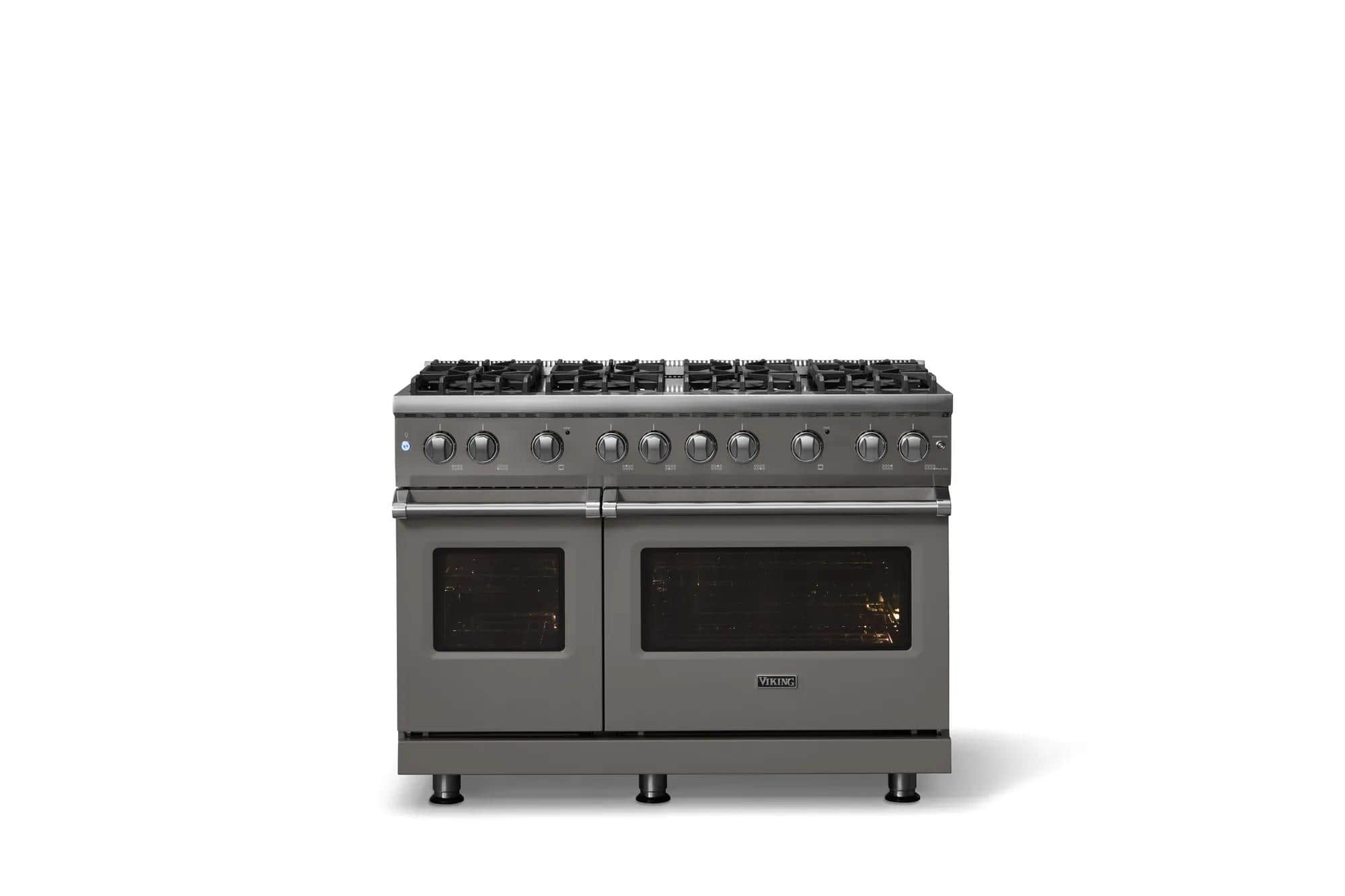 Viking - 48 in. Wide 8 Burner Pro 5 Series 6.1 Cu. Ft. Freestanding Sealed Burner LP Gas Convection Range - Damascus Gray - Damascus Gray - Image 5