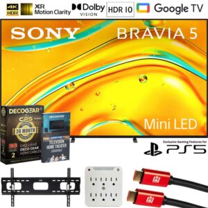 Sony - 55" Class BRAVIA 5 Mini LED 4K HDR Google TV (2025) + 26 Month Extended Warranty Protection Plan & Wall Mount Bundle