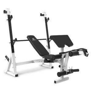 Marcy - Olympic Weight Bench, Home Gym Exercise Equipment Workout Machine, White - White/Black