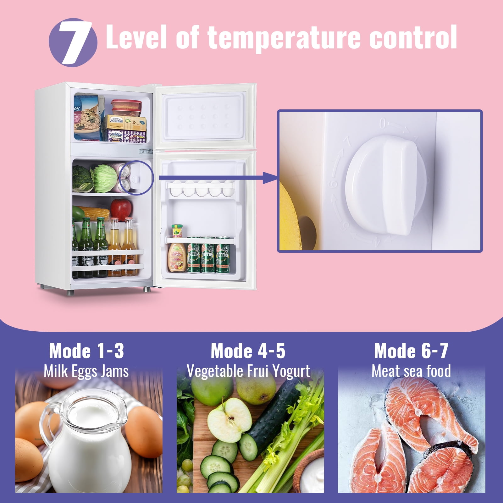 DEMULLER 2.4 Cu.ft Refrigerator with Freezer One Person Mini Refrigerator Plastic Shelves White New - Image 6