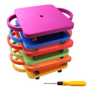 GSE Games & Sports Expert - Floor Scooter Board with Handles, Sitting Scooter for Kids Indoor Play, Fun Scoot Board(6 Colors, 6-Pack) - multi-color